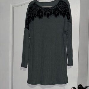 SHEIN green and Black Lace Mini Dress